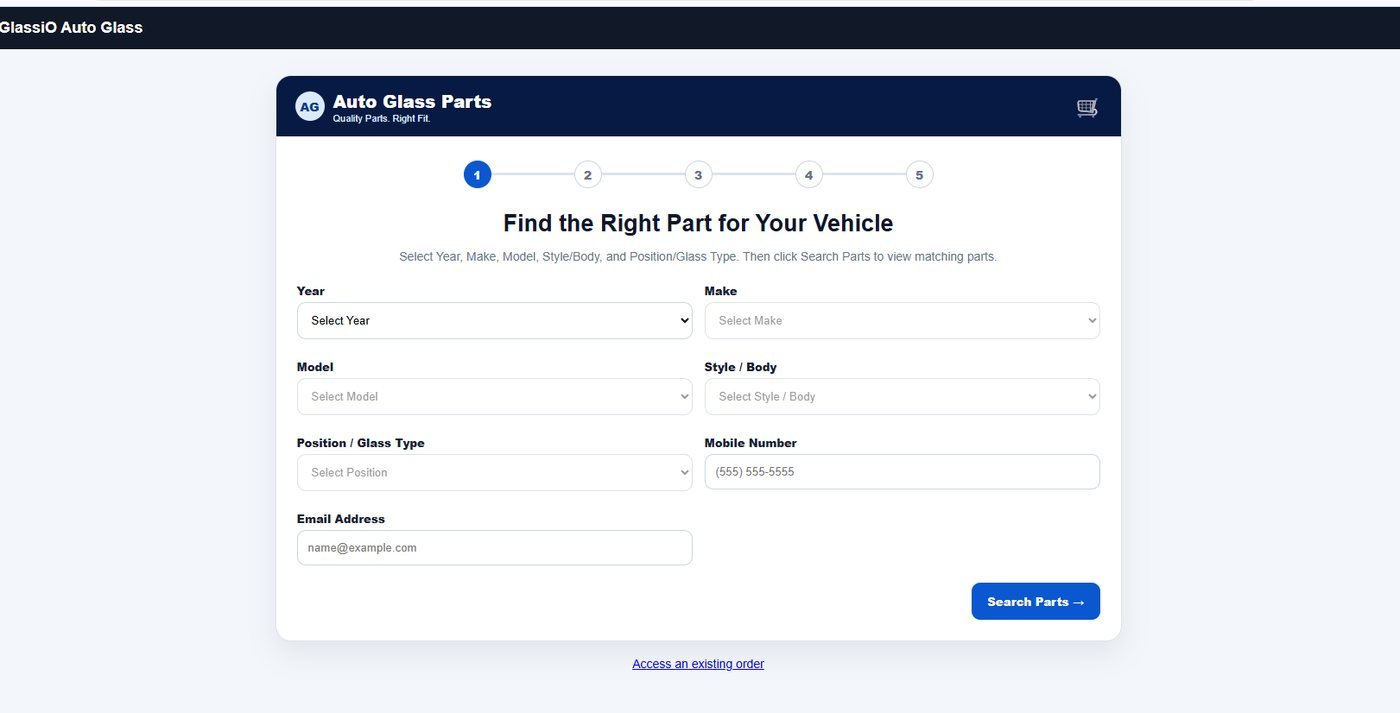 Retail parts storefront — the customer finds the part by vehicle, then checks out